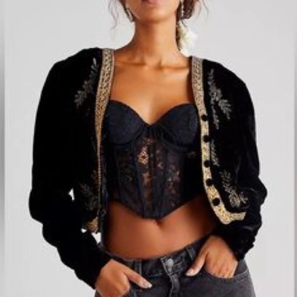 Free People Abbie Velvet Bed Jacket